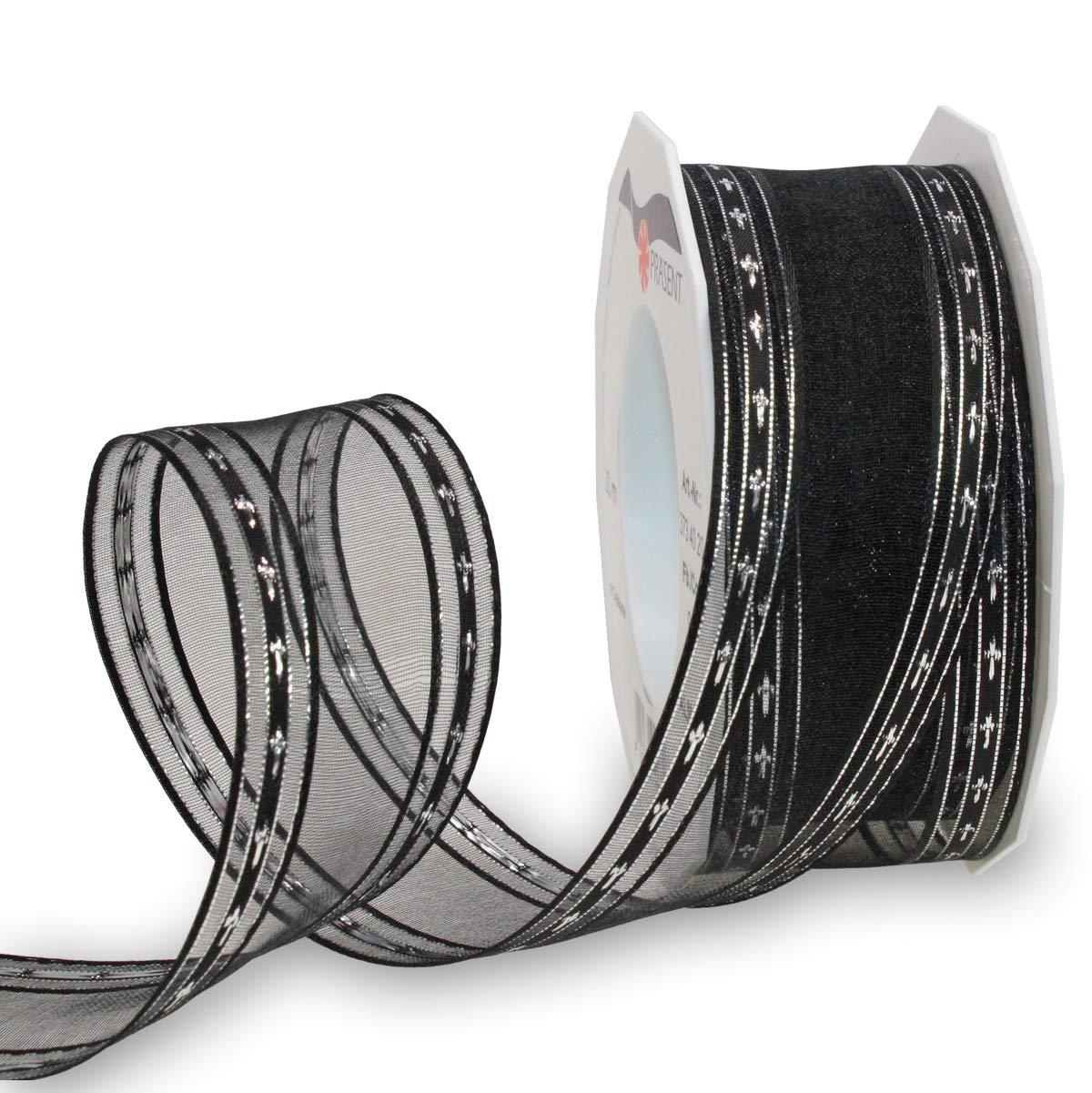 Präsent - Palma Mourning Ribbon Black-Silver 40 mm Width, 20 m Length — image 1