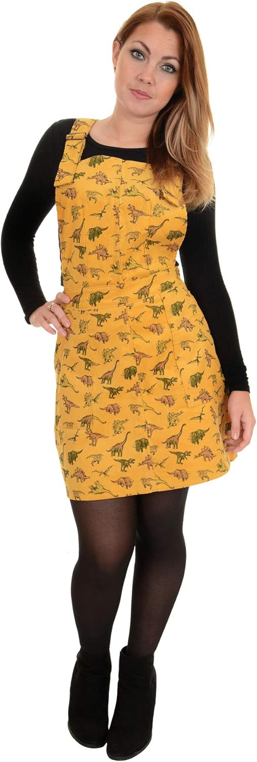 mustard dinosaur pinafore