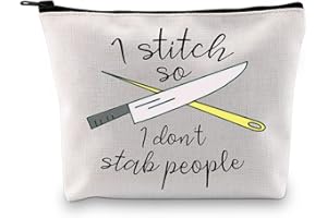GJTIM Needleworker Gift Cross Stitch Project Bag - I Stitch So I Don't Stab People Sewing Project Bag for Cross Stitch Lover