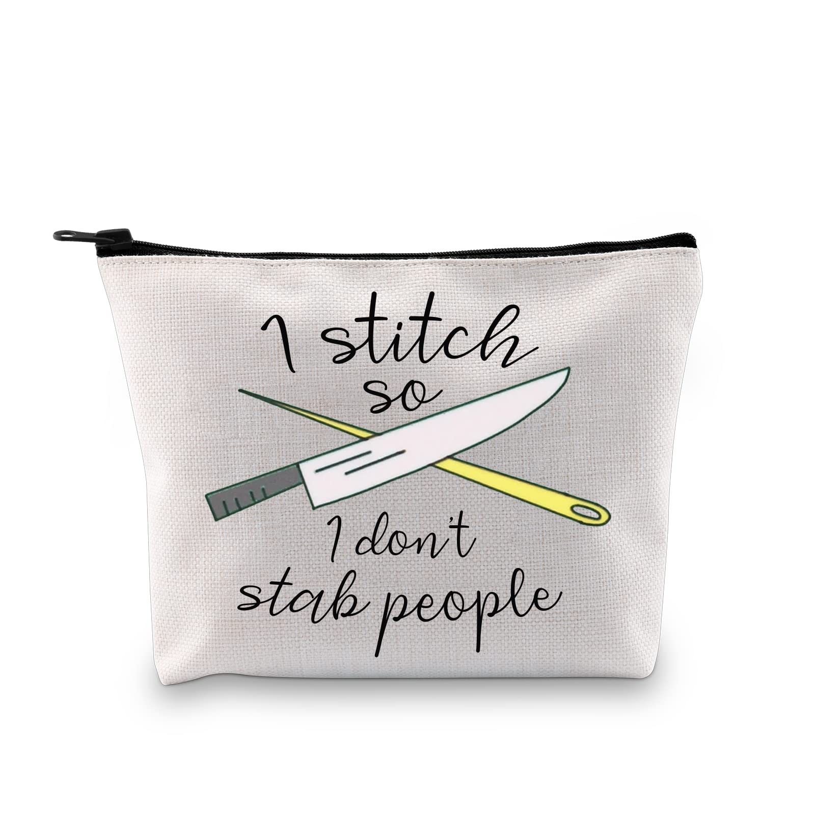 JTOUK Needleworker Gift Cross Stitch Project Bag I Stitch So I Don’t Stab People Sewing Project Bag for Cross Stitch Lover (Stab People Bag EU)