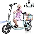Caroma Peak 1200W Electric Scooter with Seat, Electric Scooter Adults up to 30 Miles&20MPH, Adult Electric Bicycle Foldable Ebikes for Commuting with Child Seat, Kids Teens Electric Scooter for Family