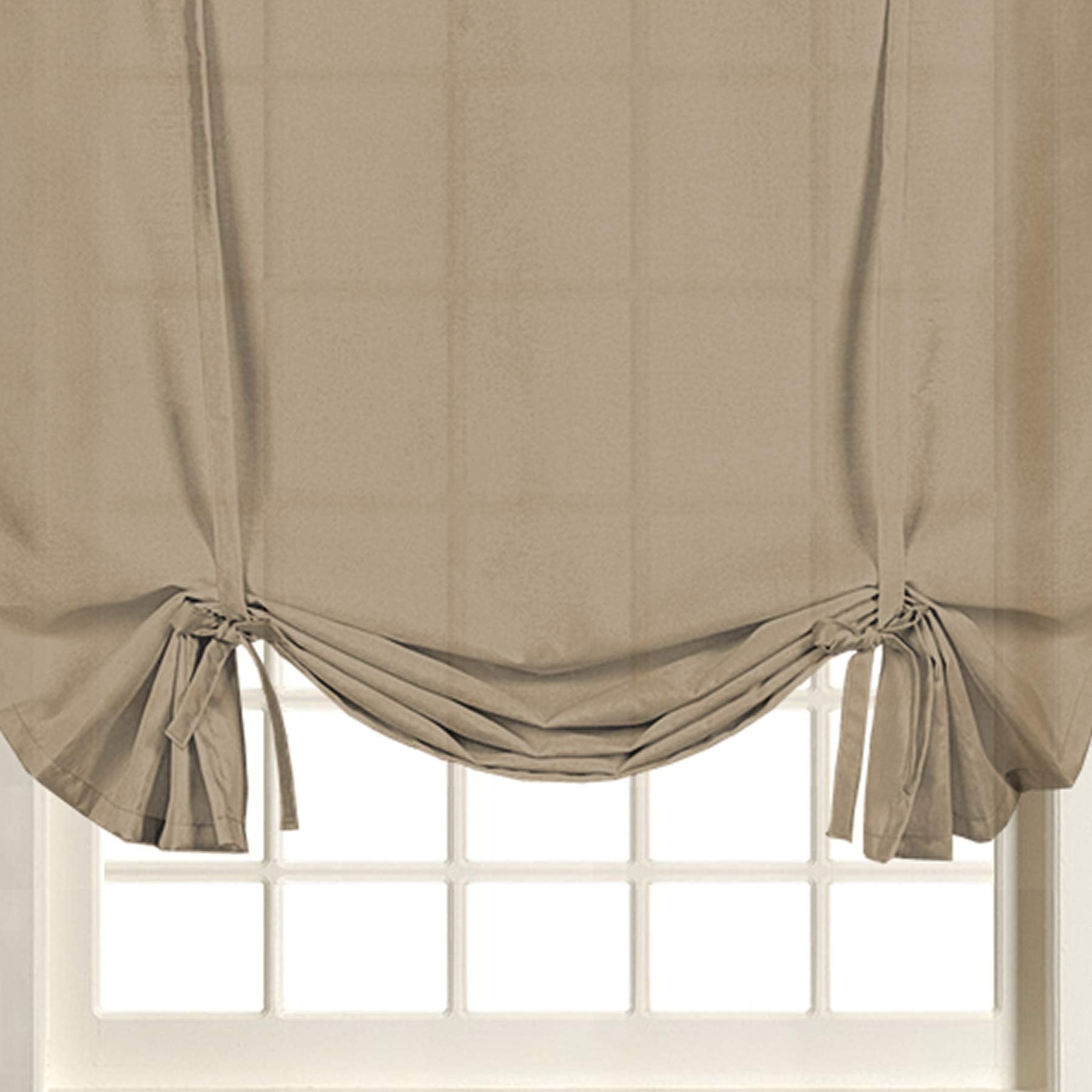 Voile Plain Tie Blind Net Curtain Panels 59" Wide x 54" Drop (Mocha)