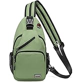 SUIKIHUM Convertible Sling Bag Crossbody Backpack, 11" Tablet Bags with Headphone Jack Shoulder Bag Casual Pack for Women Men Hiking Travel (Green)