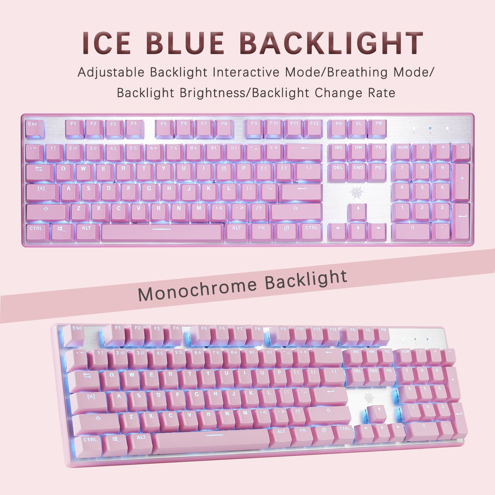 Hexgears G5 2.4G Wireless Mechanical Keyboard 104 Key, Wireless and Type-C Wired Connection, Full-Size Gaming Keyboard, Blue Led Backlit, Kailh Box Switches, Compatible with Windows and Mac OS