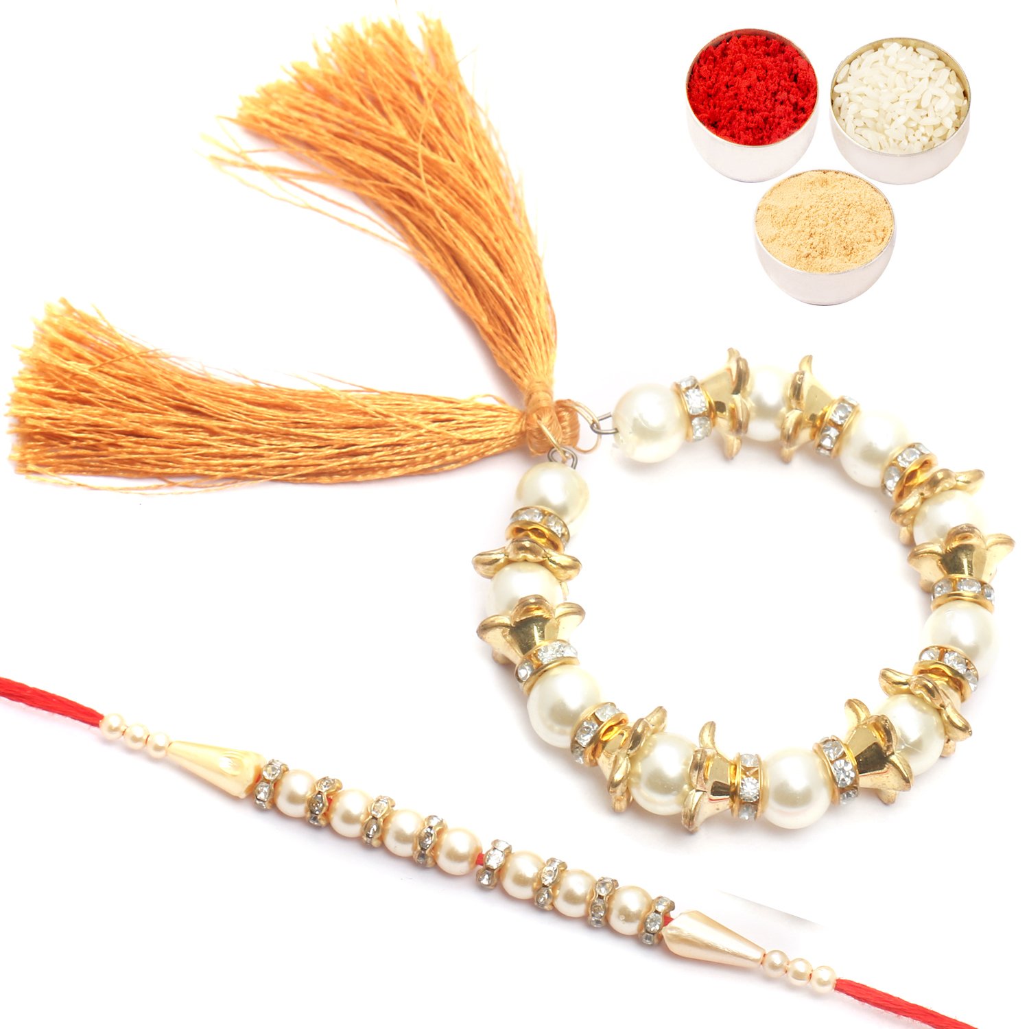 ghasitaram gifts rakhi for brother rakhis online - pearls of love bhaiya bhabhirakhi