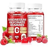 Magnesium Glycinate Gummies 400mg, Sugar Free Magnesium Gummies for Sleep, Muscle Support and Relaxation, Calm Magnesium Supplements for Women and Men, 90 Count