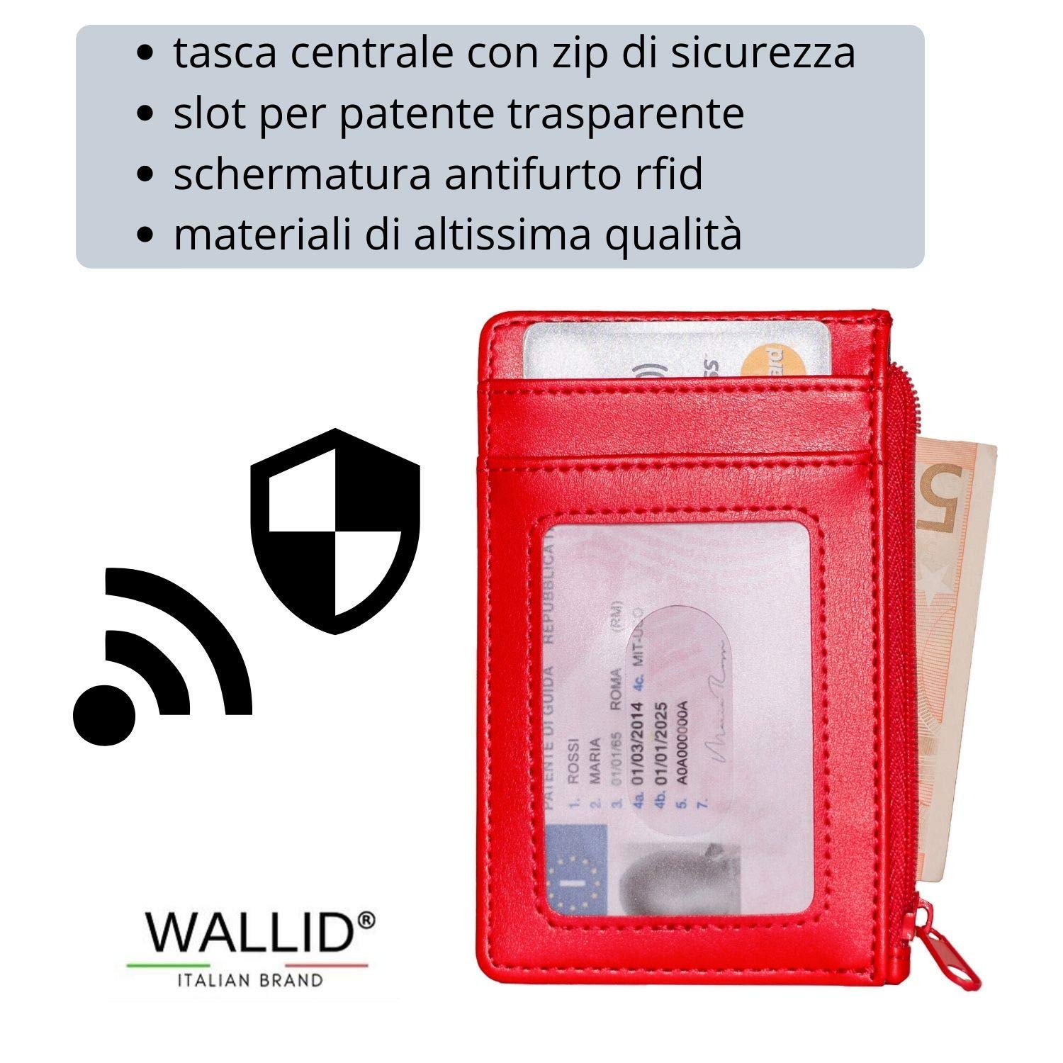 Porta carte di credito blocco rfid nero porta badge bancomat tessere e  patente WALLID- Porta carte di credito portafoglio piccolo sottile  farmaki.gr