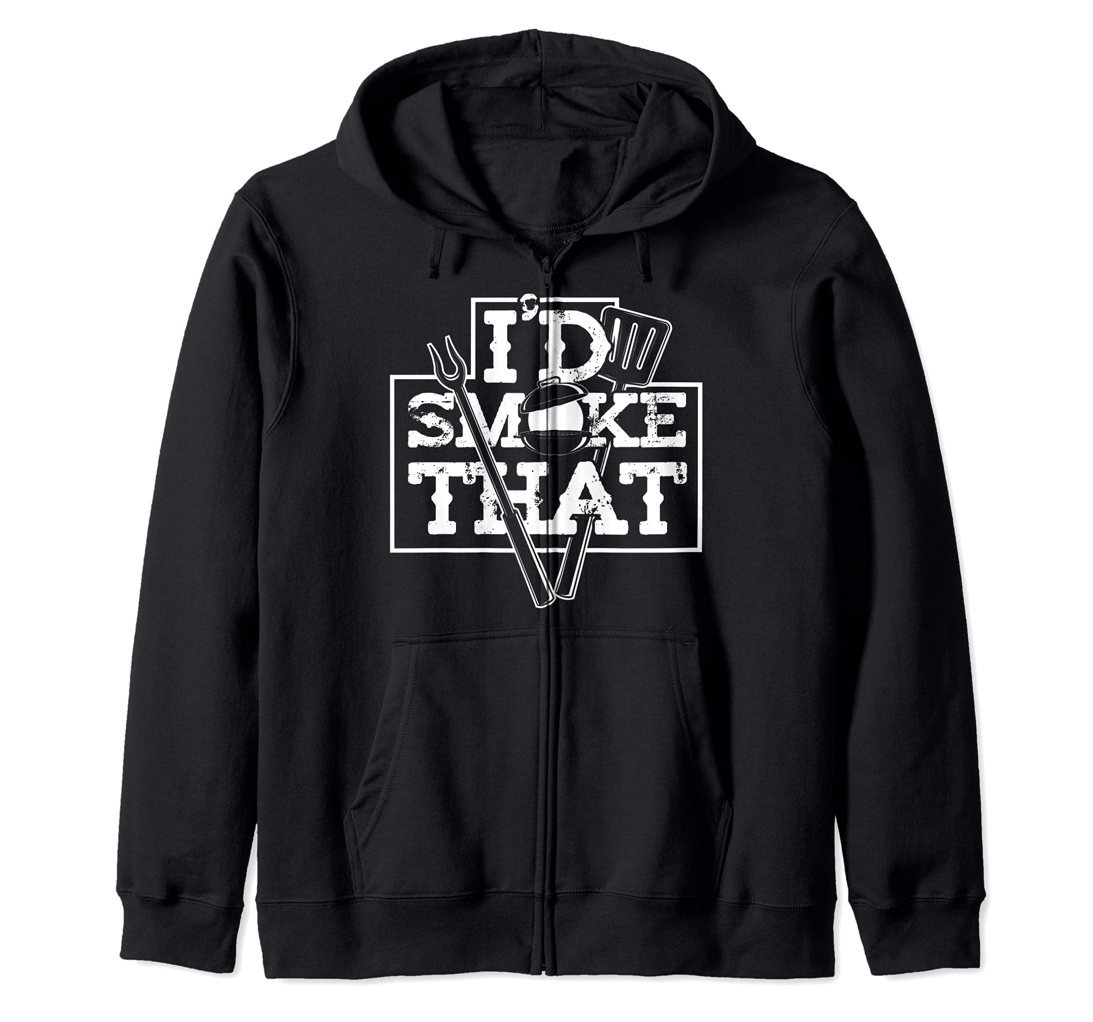Meat Grilled Steak Grilling BBQ Id Smoke That Funny Barbecue Zip Hoodie