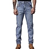 Men's Embroidered Relaxed Fit Jeans with Comfort Flex Waist Stretch Denim Casual Jeans Unique Design Classic Fit for Men