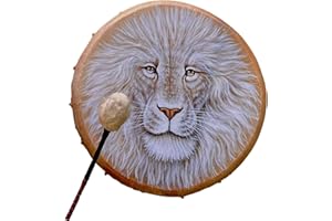 FIRLAR Shaman Drum,10 Inch Shaman Hand Drum With Drum Stick, Instrumental Shaman Alchemy Moon Drum, Sound Healer Shaman Drum For Spiritual Music, Reflection Meditation (Lion)