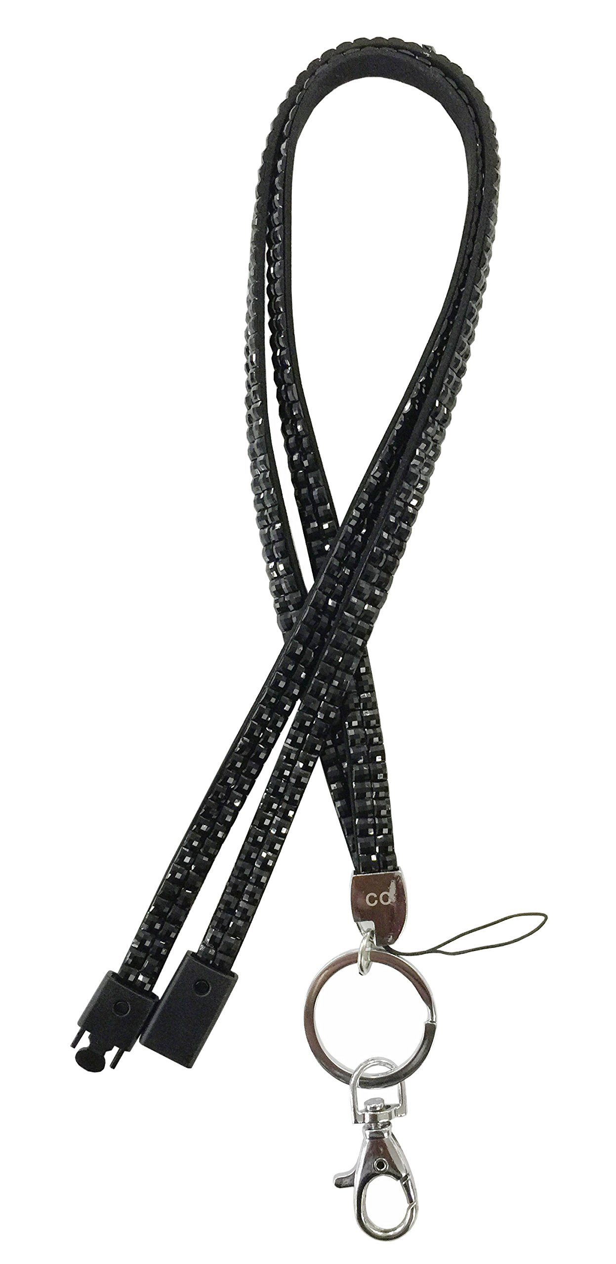 Customcard Bling Diamante Rhinestone (Breakaway) Lanyards, Choose from 8 Colours for ID Card & Key Badge Holder, USB Holder, Memory Stick Holder (Black) Rhinestoneblack