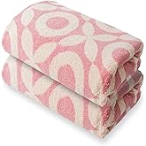Lyntrique Pink Bath Towels - Set of 2 Made Cotton 27x55 Inches Highly Absorbent for Bathroom (XO)
