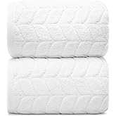 Alusa Home Ultra Soft & Stylish 700 GSM Luxury Bath Sheets | Pack of 2 | Extra Large 35x70 Inches | 100% Zero-Twist, Long-Staple Cotton | Remarkably Absorbent (White)