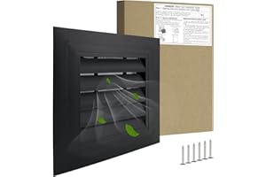 JONRIOX 12"*12" Gable Vent,Aluminum Alloy Wall Vent Shed Vents,with Removable Strainer and 180 Degree Opening Angle.Ideal for Attic,Shed,Garage,Play House,Coop.[Inside Dimensions:9.5"w X 9.5"h]-Black 1 Pack