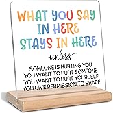 What You Say in Here Stays in Here Acrylic Plaque Sign, Therapy Office School Counselling Office Gifts for Counselor, Psychologist, Therapist, Mental Health Gifts for Teachers