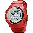 Beeasy Men Digital Sports Watch,Waterproof Watch with Stopwatch Countdown Timer Alarm Function Dual Time Rubber Strap Wrist Watch for Men/Student