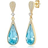 Austrian Crystal Teardrop Dangle Drop Earrings for Women 14K Gold Plated Hypoallergenic Jewelry Gift