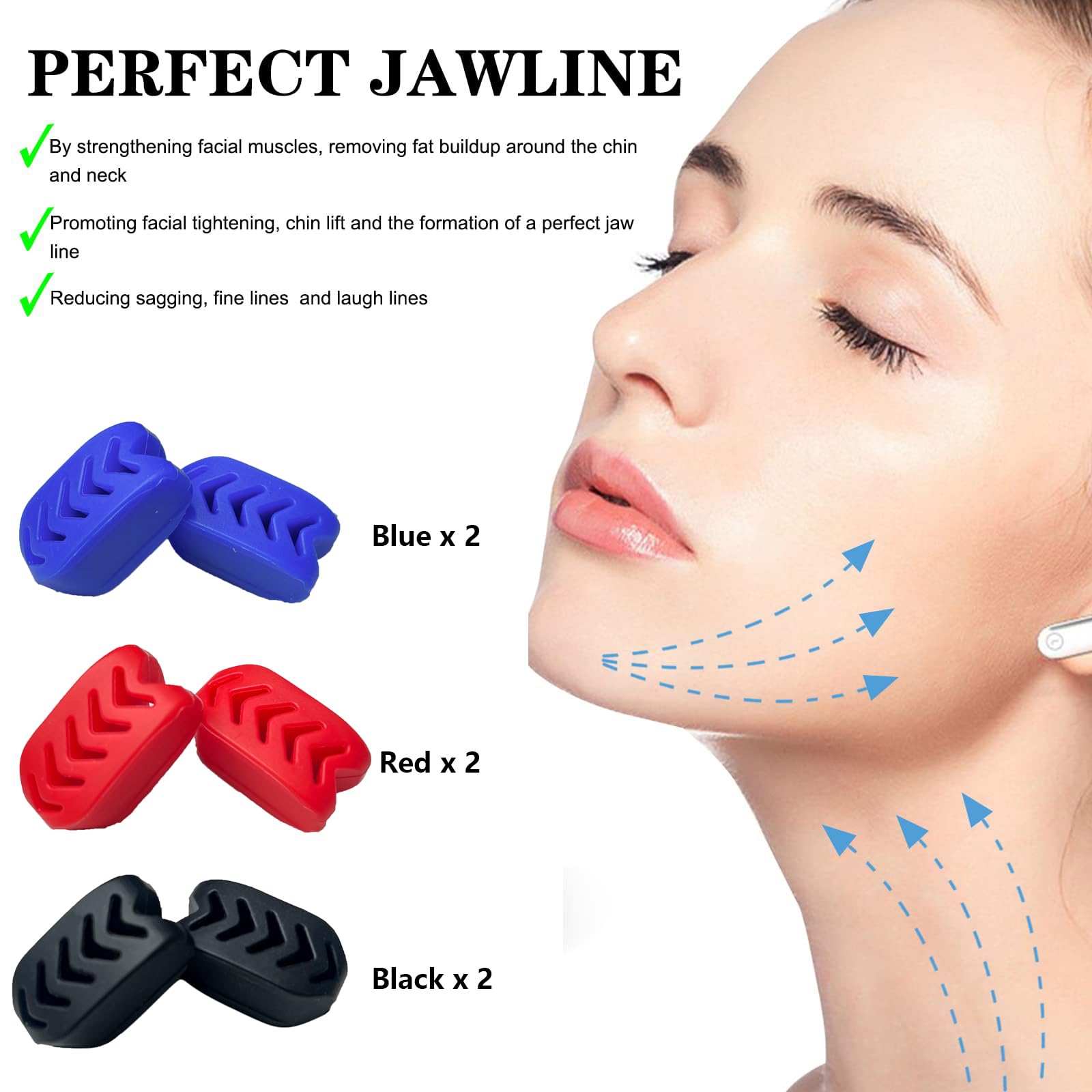 FGVOPJM Jawline Exerciser for Man and Woman 3 Resistance Levels (6 pcs) BPA Free Silicone Jaw Exerciser Gum Tablets Jaw Trainer & Jaw Exerciser Shaper for Beginner, Intermediate & Advanced Users