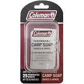 Coleman Camp Soap Sheets &ndash; 25 Travel Soap Sheets for Camping, Hiking &amp; Backpacking &ndash; Perforated for 50 Washes, Dissolves Instantly in Hot or Cold Water, TSA-Approved for Travel