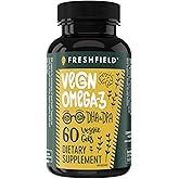 Freshfield Vegan Omega 3, Algae (Algal) Oil, Fish Oil Free Company, Third Party Tested, Carrageenan Free, DHA Supplement w/DPA, Plant Based Omega. Supports Heart, Brain, Joint Health