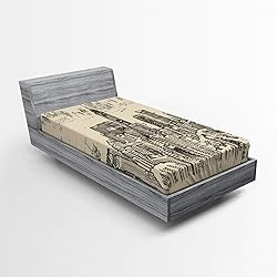 Lunarable City Fitted Sheet, Hong Kong Sketch Drawn