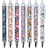 YJ PREMIUMS Horror Pens Set – 7PC Scary Mask Creepy Doll Clown Face Gothic Weird Stuff, Spooky Halloween Office Decor, Unique Writing Pens, Novelty Stationery, Funny Gifts for Women Men Adults Kids