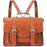 ECOSUSI Backpack for Women Briefcase Messenger Laptop Bag Vegan Leather Satchel Work Bags Fits 15.6 inch Laptops, Brown