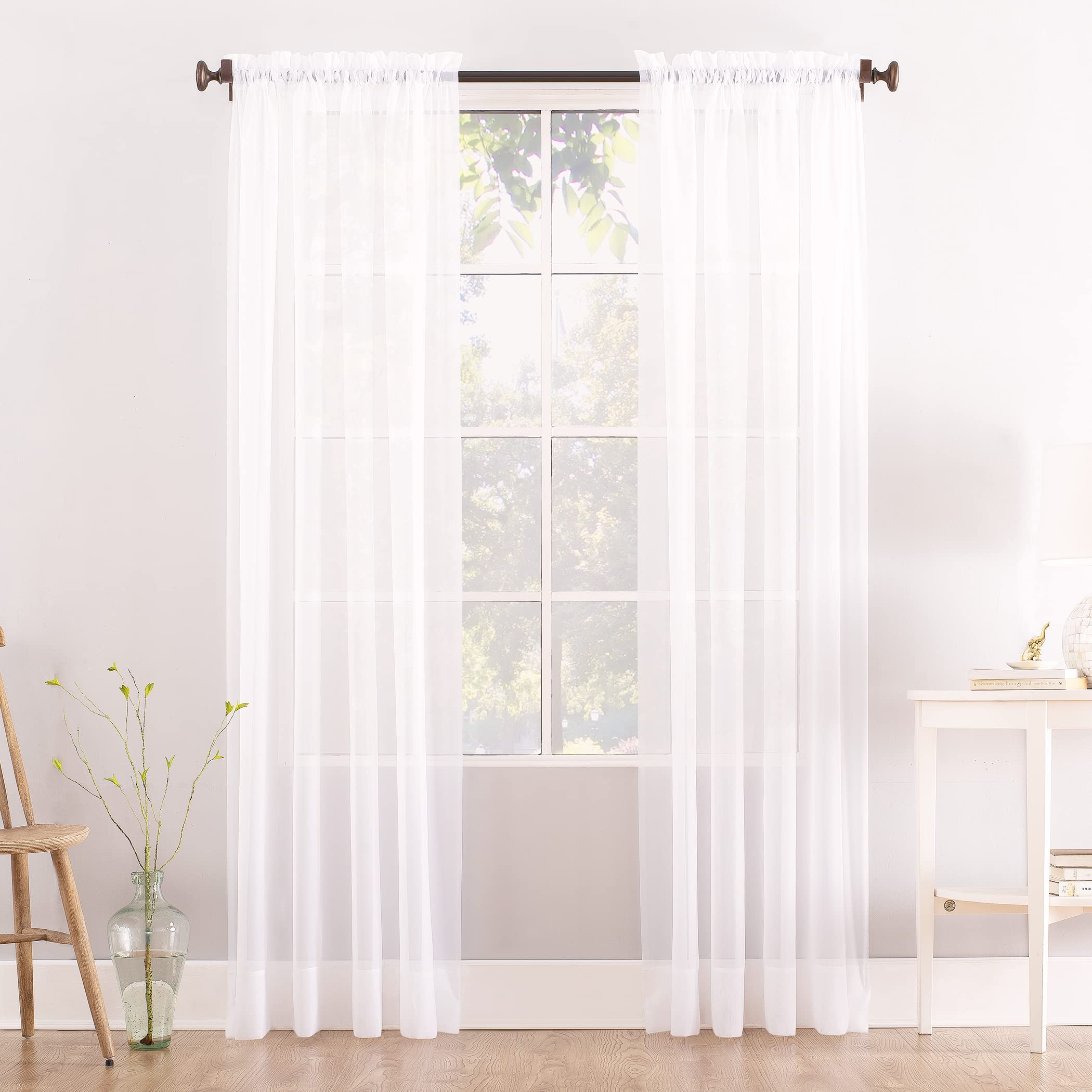 Megachest a pair of slot top voile curtains (Off White, 56" wideX90 drop 2 Panels)
