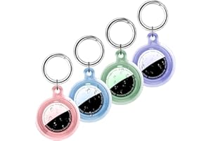Foweroty 2|4 Pack IPX8 Waterproof Cute for Airtag Holder Case with Keychain, Anti-Scratch Full Body Protective for Air Tags Cover, GPS Item Finder Accessories for Luggages, Bags, Keys, Kids（4 Colors）