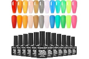 Major Dijit 12 Color Jelly Gel Nail Polish Set Blue Red Purple Rainbow Neon Yellow Green Orange Summer Crystal Glass Gel Polish Translucent Soak Off UV 8ML Nail Gel