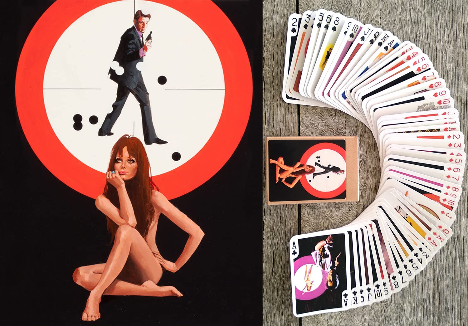 FLONZGIFT Spy Crime Fiction Playing Cards (Poker Deck 54 Cards All Different) Vintage Retro Magazine Covers Illustration Spies Agents Pulp Fiction