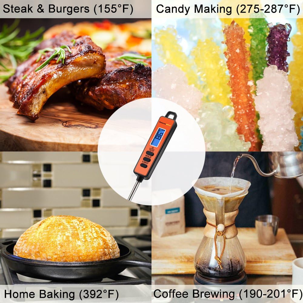 ThermoPro TP01A Digital Meat Thermometer with Long Probe Instant Read Food Cooking Thermometer for Grilling BBQ Smoker Grill Kitchen Oil Candy Thermometer: Kitchen & Dining