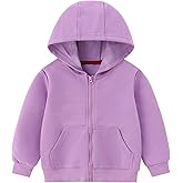 YAGATA Toddler Hoodie Jacket Boys Long Sleeve Full Zip Hooded Solid Fall Winter Sport Pullover Sweatshirt Coat for Kids