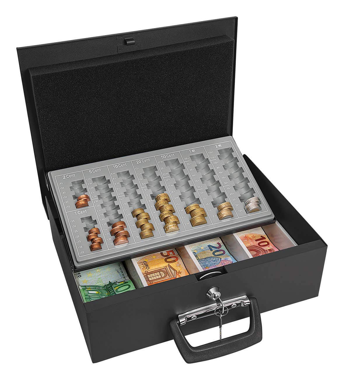Wedo 150 100801 Black Tray Drawer Purse – Trays Drawers Purse (355 mm, 275 mm, 100 mm, 4.45 kg, 2 Keys) for Euro