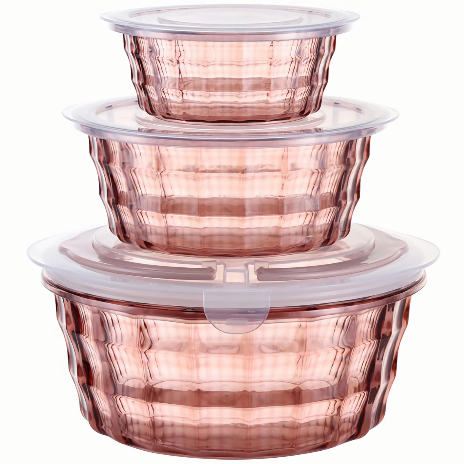 Photo 1 of Taiuloo 3-Piece Salad Bowls with Lids, BPA Free Plastic Meal Prep Containers To Go for Lunch, Kitchen Food Storage & Serving Bowls for Salad, Snack, Fruit, Veggie, Pink