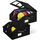 2pk Hat Storage for Baseball Caps, Hat Organizer for Closet, Hat Box | Holds 48 baseball caps，Double-zipper dustproof，Moisture-proof &amp; durable PP hollow board，Removable dividers fit various hats