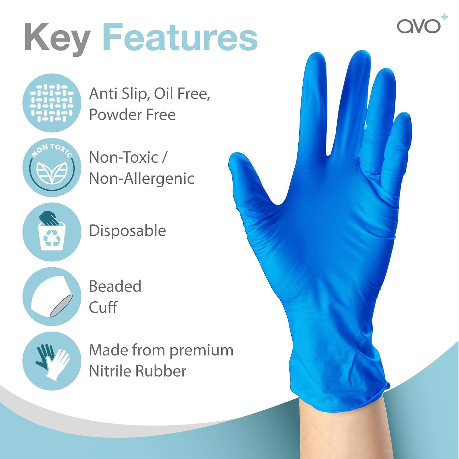 AVO+ 20 Pack Extra Large Disposable Gloves, Hypoallergenic Latex Free Protective, Extra Strong