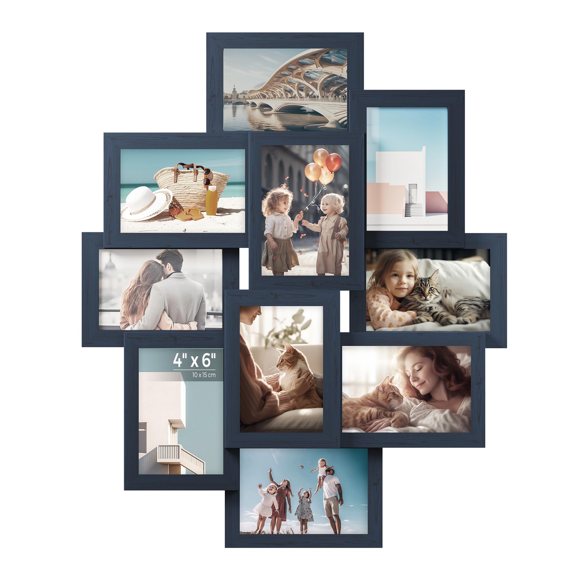 SONGMICS Picture Frame Collage 10 Photo Frames for 4x6 Inch Pictures Photo Collage Wall Collage Multi Frame Wall Decoration Christmas Navy Blue RPF020Q01 — image 1