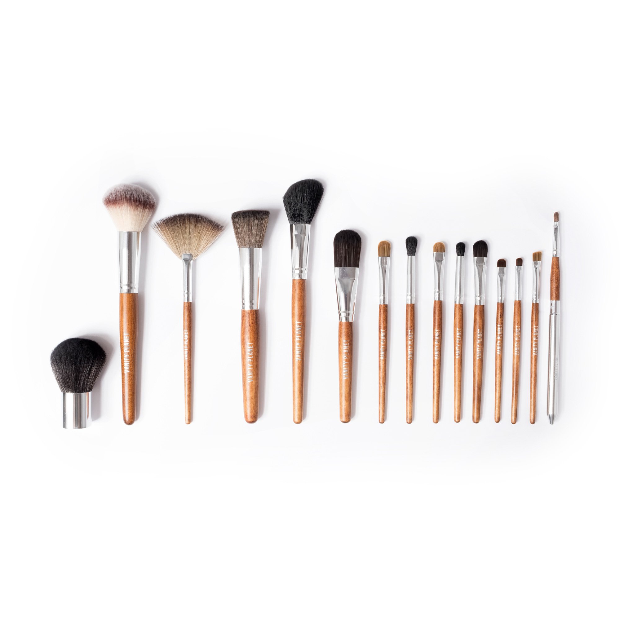 Vanity Palette 15 Piece Professional Makeup Brush Set, Birchwood