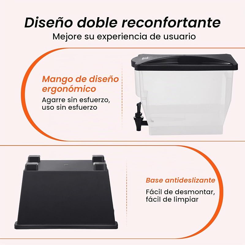 Dispensador de bebidas de 11 litros para festas, dispensador de sumo de plástico com tampa de suporte, dispensador de água para chá gelado e sumo de limonada, para restaurantes, 450 x 204 x 530 mm
