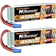 Nihewo 4S Lipo Battery 14.8V RC Battery 4500mAh 80C with EC5 Plug Compatible with 1/10 1/8 Scale RC Car Truck Vehicle Airplane Helicopter Boat Tank Models(2 Packs)