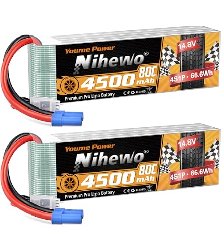 SUNPADOW Batterie Lipo 130C 5000 MAh 4S 14,8 V Avec EC5 Pour Voitur Rc Buggy Vehicules Voiture Camion Reservoir Bateau Co Amz B0
