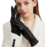 JOOFAN Winter Warm Genuine Leather Gloves for Women, Touchscreen Texting Driving Gloves for Outside Outdoor Activities