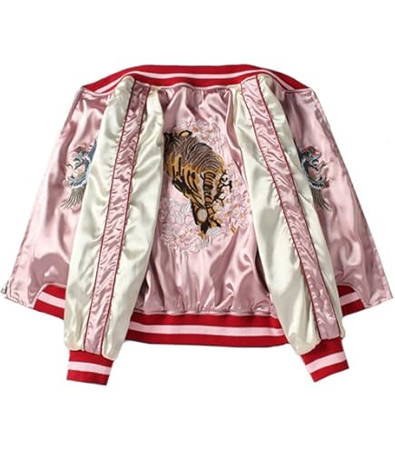 Amazon.com: Satin Sukajan Tiger Embroidered Women Bomber Baseball