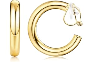 CASSIECA Clip on Earrings for Women Clip on Hoop Earrings Trendy Twisted Chunky Hoop Clip Earrings Hypoallergenic Non Pierced Earrings Jewelry