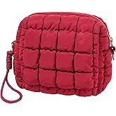 Unilily Quilted Makeup Bag Puffy Cosmetic Bag Cute Puffer Travel Toiletry Bag for Women, Small Makeup Pouch for Purse Quilted Cosmetic Pouch for Essentials Toiletries, Gift for Women, Girls