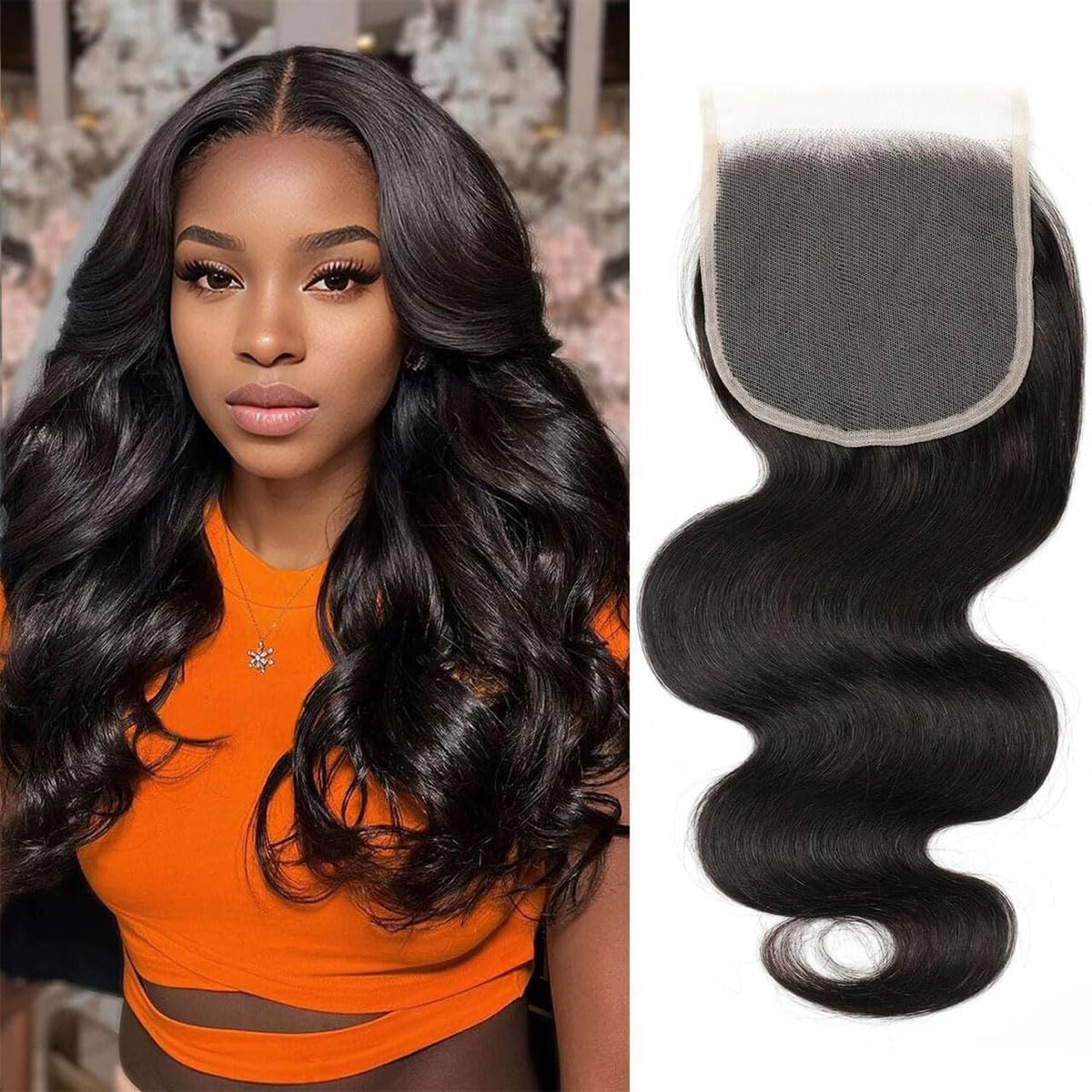 22 Inch 5x5 Body Wave Closure 12A Transparent Lace Closure 100% Remy Human Hair Pre Plucked With Baby Hair Front Only Natural Black — image 1