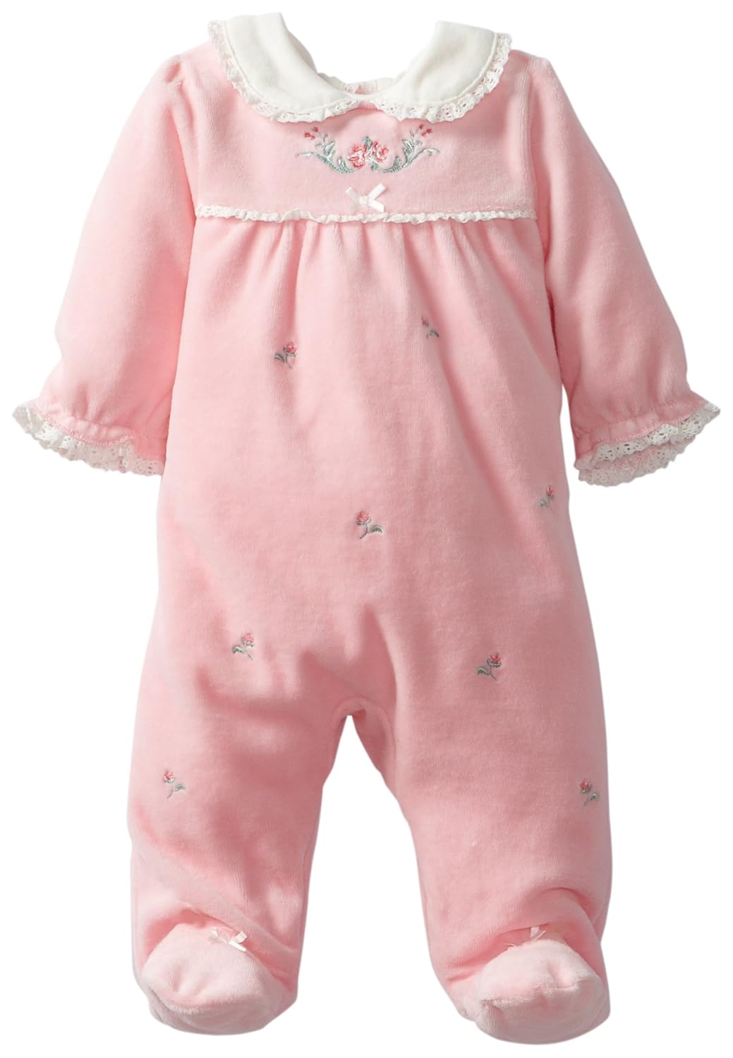 Little Me BabyGirls Newborn Chateau Rose Velour Footie, Light Pink, 9
