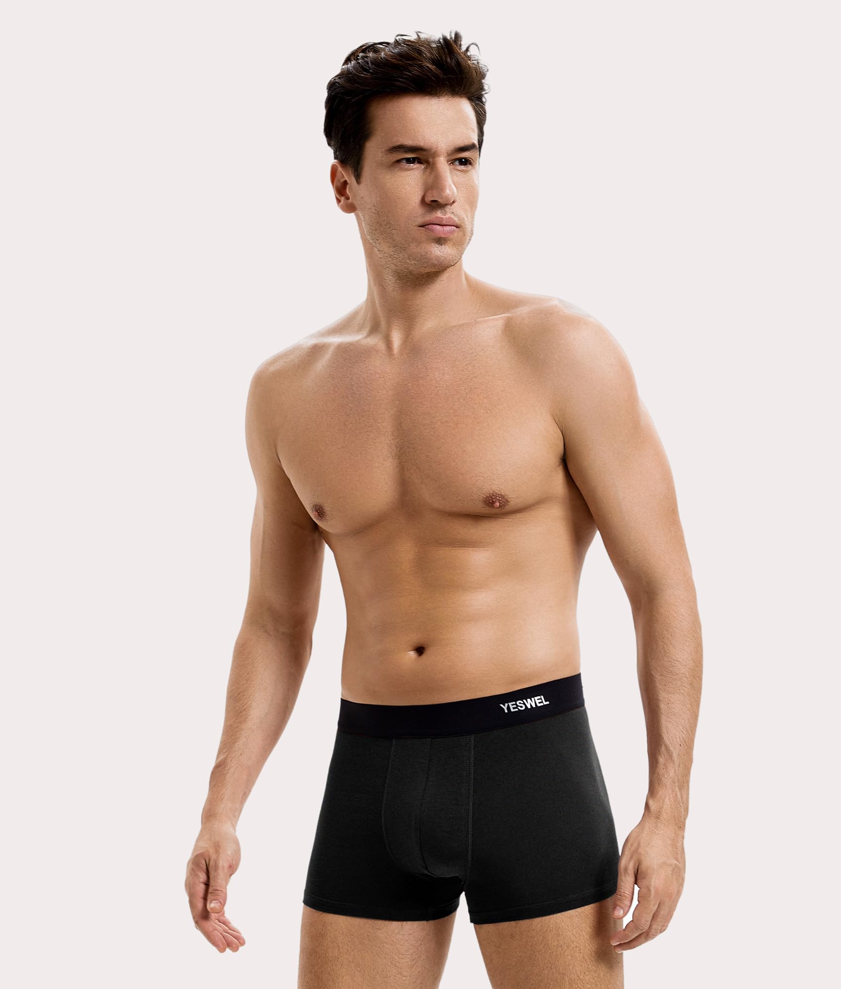 YESWEL Boxershorts Herren 10er Pack, Ohne Kratzenden Zettel Unterhosen Unterwäsche, Baumwolle Retroshorts für Männer (10x Schwarz, M) 4