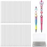 DASTTUIS 50 Pcs Pen Extenders for Beadable Pens Bulk - 4.6 Inch Stainless Steel DIY Beaded Pens Extender Rods with Blank Metal Bars Replacement, Office Accessories &amp; Craft Gifts for Teachers